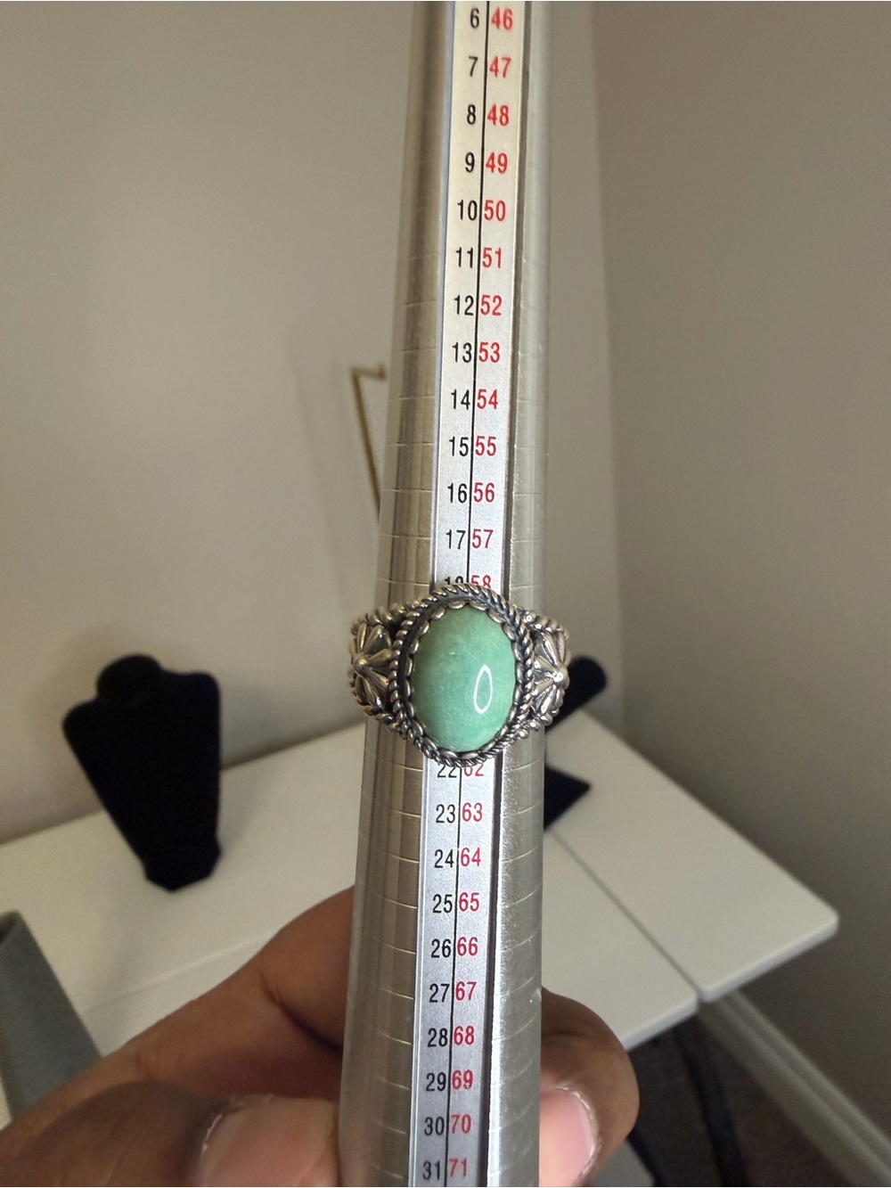 Carolyn Pollack Green Turquoise Oval Stone Silver-Tone Floral Ring